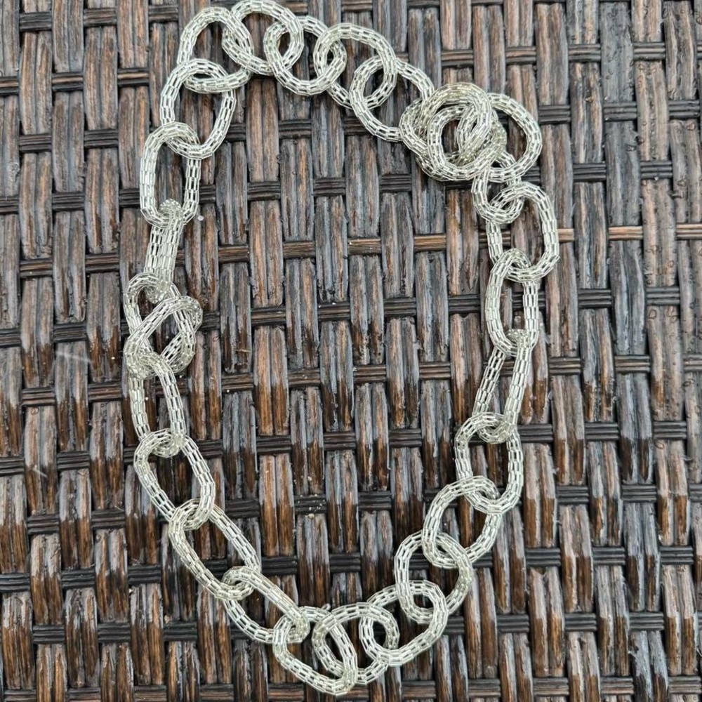 Silver Tone Articulated Chunky Chain Statement Necklace - Picture 4 of 5